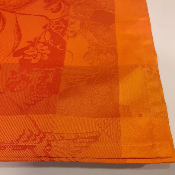 Garnier Thiebaut France Damask Jacquard Napkin replacements Orange x 3 - Picture 7 of 10